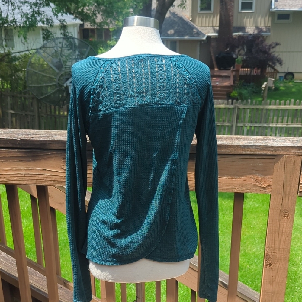 Lucky Brand Blue Long Sleeve Blouse with Embellished Back